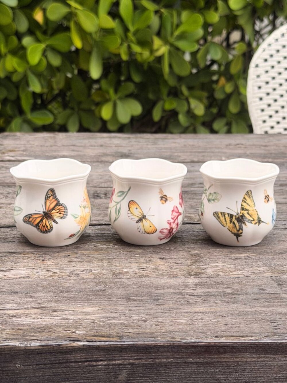 LENOX BUTTERFLY MEADOW SET OF 3 VOTIVES CANDLE HOLDER Tea Light Flowers Spring